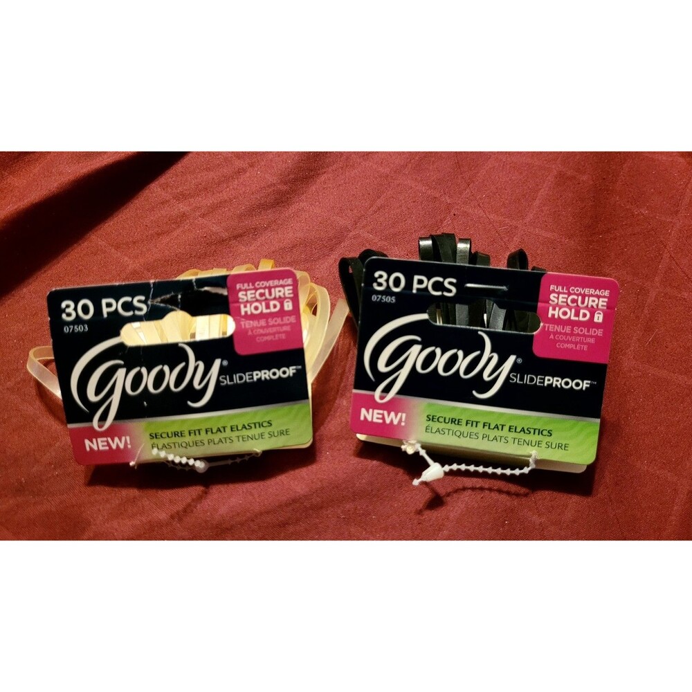 Goody Secure Hold Slideproof Flat Latex Elastics Clear & Black  46 Pieces